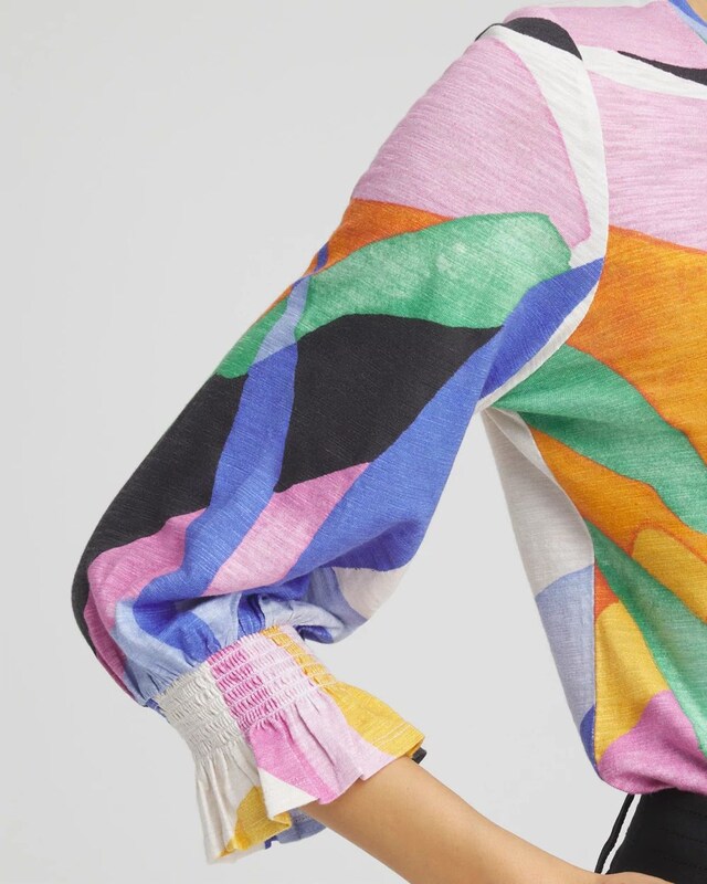 Floral Smocked 3/4 Sleeve Tee - image 4